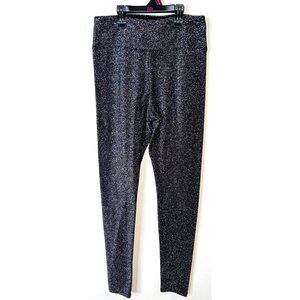 Wild Fable Womens Metallic Black Glitter Mid-Waisted Medium Leggings